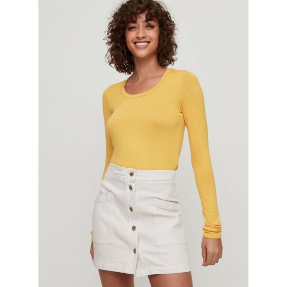 Aritzia WILFRED FREE Diapason Black Jersey Knit Long Sleeve T-Shirt Top, Size S - Picture 3 of 12